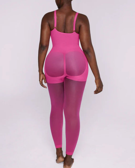 Seamless Sheer Mesh Tummy-Control Full Body Shaper