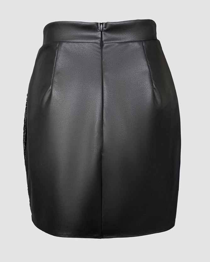 Hollow Leather Hip Skirt
