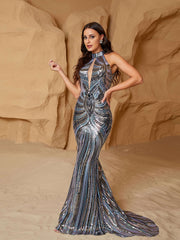 Cold Shoulder Cutout Sequin Dress