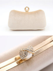 Velvet Inlay Pearl Dinner Wedding Clutch Bags MNBF042