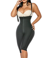 Tummy Control Shaper Shorts Knee Length Internal Hooks Zipper