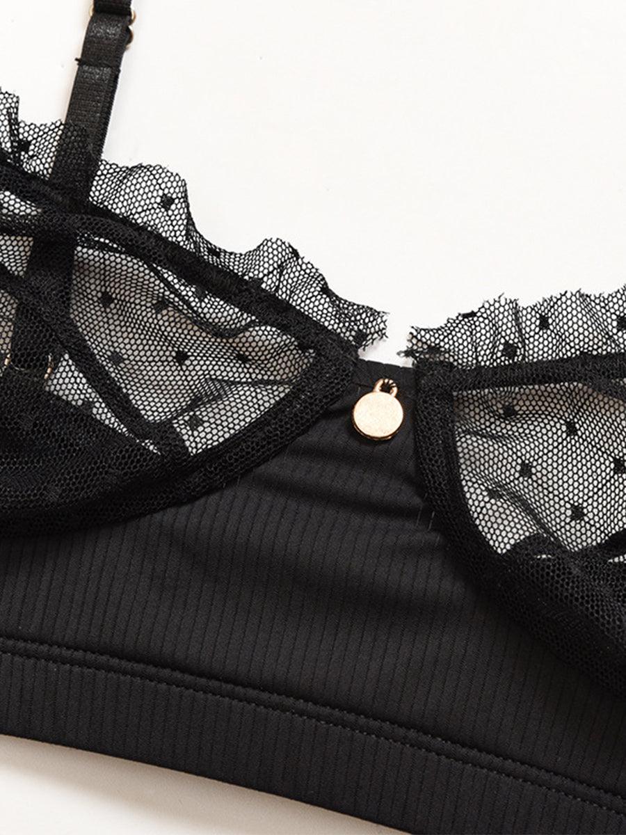 Lace Underwire Mesh Sexy Lingerie Set