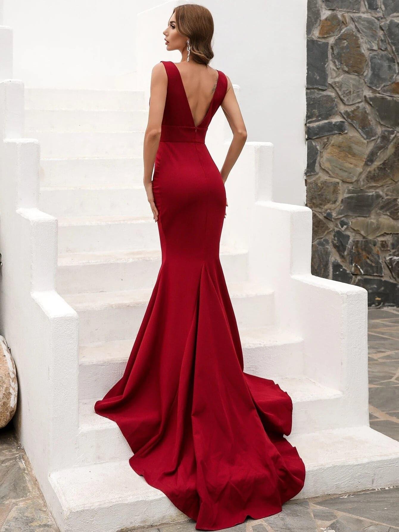 Deep V-neck Mermaid Prom Dress