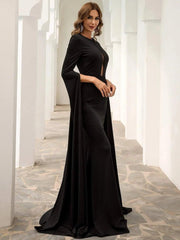 Cutout Cape Sleeve Mermaid Formal Dress
