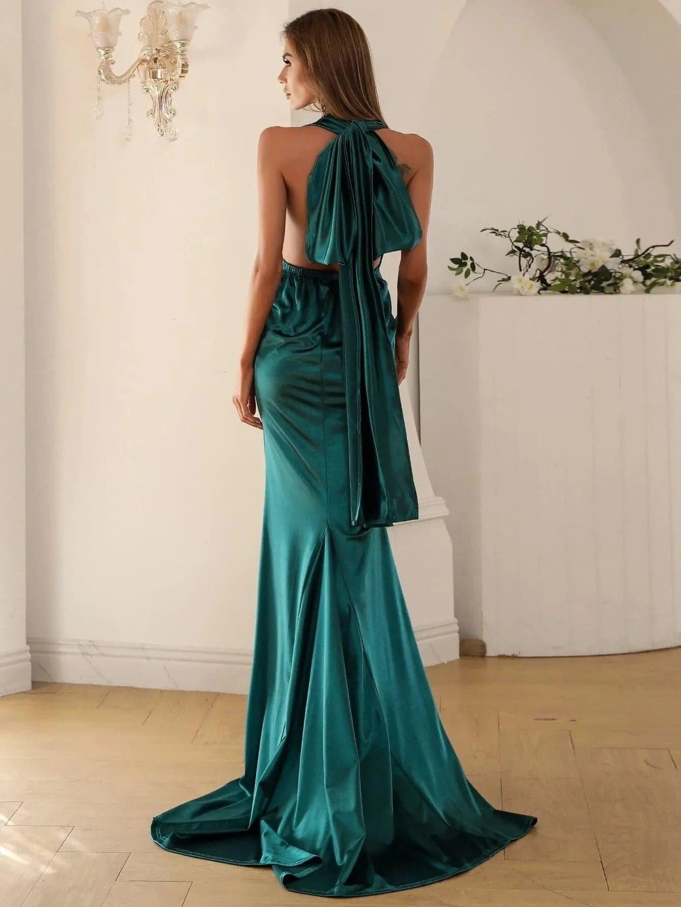 Convertible Maxi Satin Dress