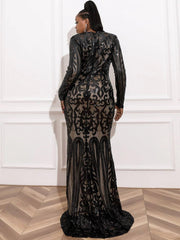 Plus Mermaid Hem Sequin Prom Dress