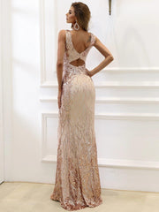 V-neck Sexy Sequin Mermaid Prom Dress