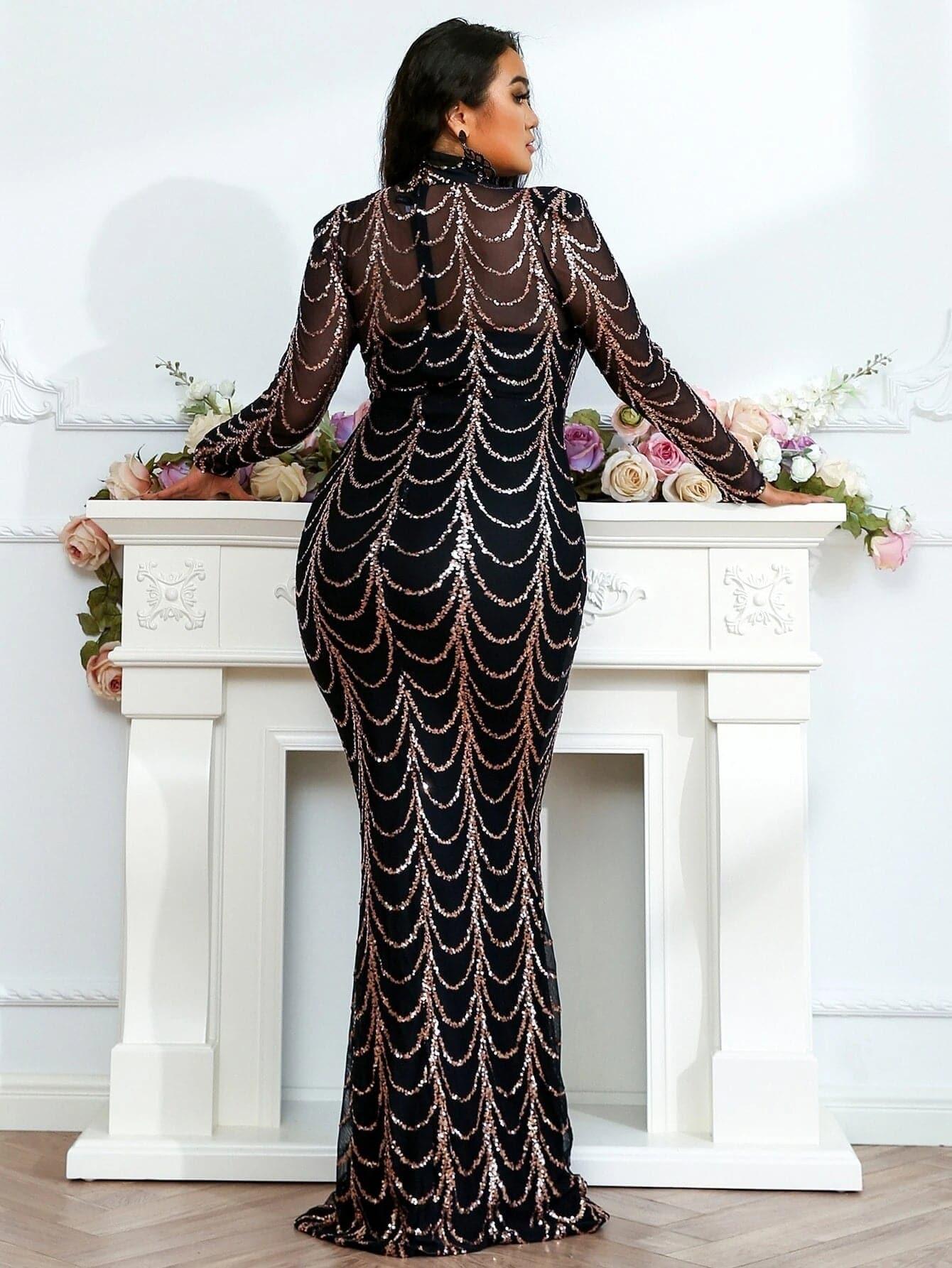 Plus Beads Chain Mermaid Prom Dress