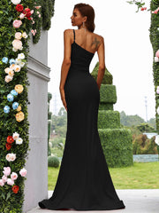 One Shoulder Split Mermaid Evening Dress