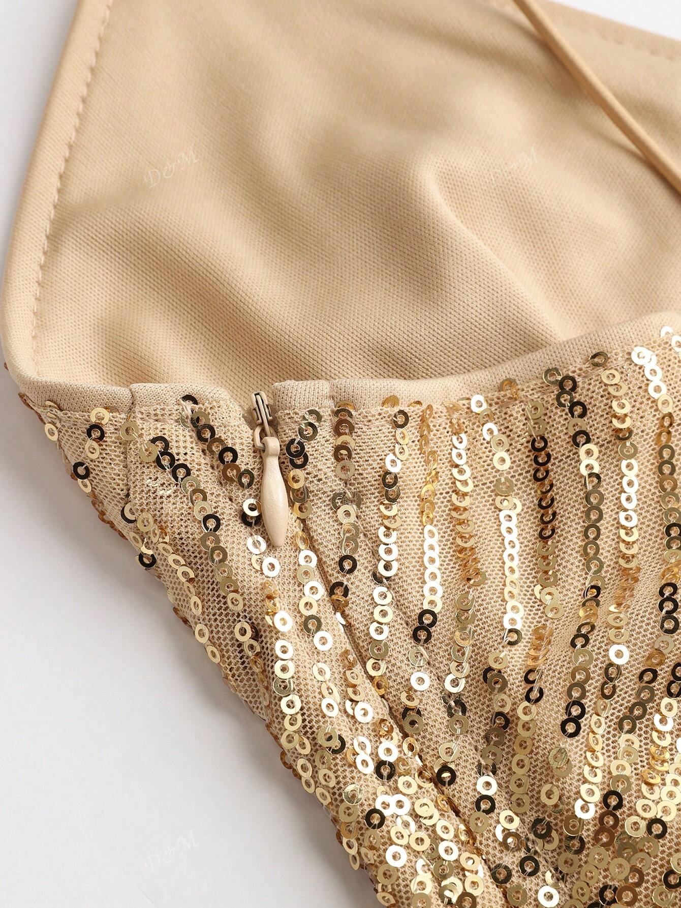 Sleeveless Sequin V-neck Dress
