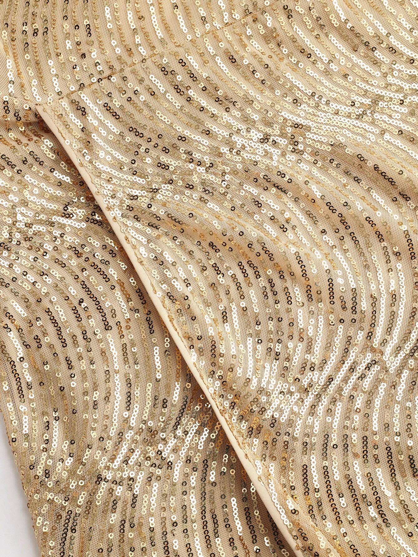 Sleeveless Sequin V-neck Dress
