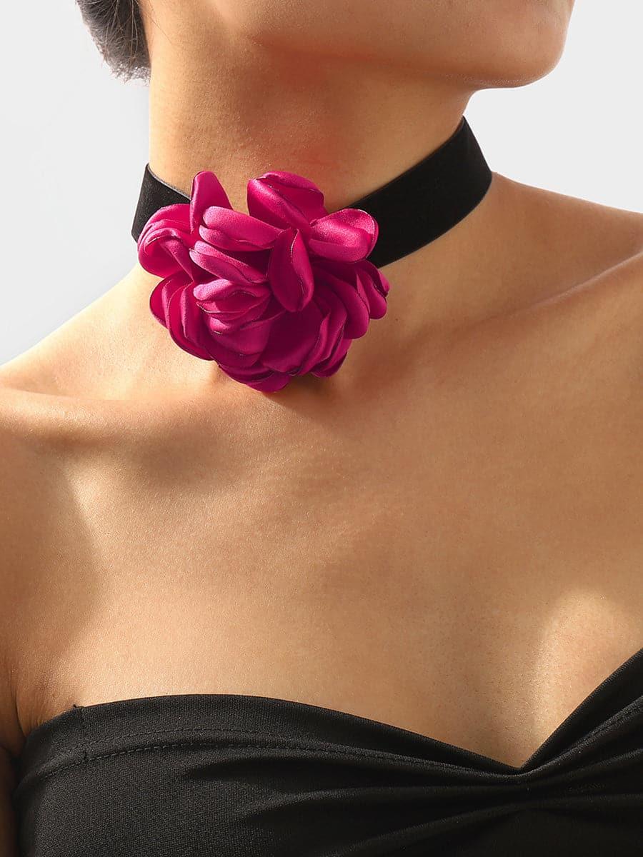 Serving Chic Style Rosette Flower Choker Necklace