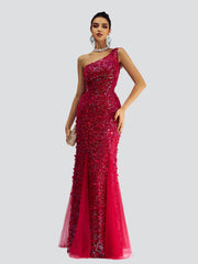 Butterfly Off Shoulder Sequin Mermaid Dress