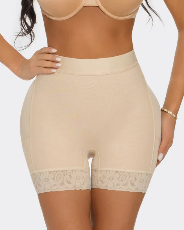 Seamless Lace-Trimmed High-Waisted Hip-Lifting Shorts