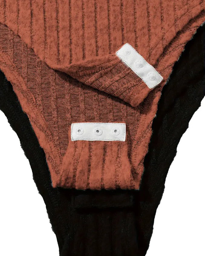 Knitted Long-Sleeved Turtleneck  Slim-Fit Bodysuit
