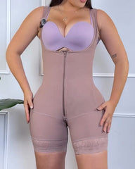 Tummy Sculpting Open Bust Front Zip Body Shaper