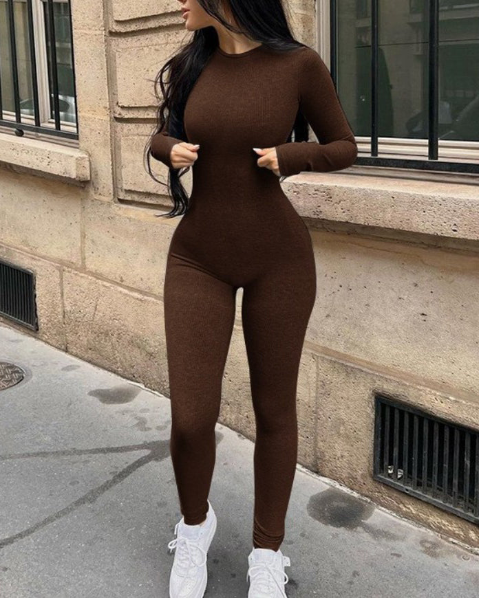 Tight-Fitting Ribbed Slimming Jumpsuit