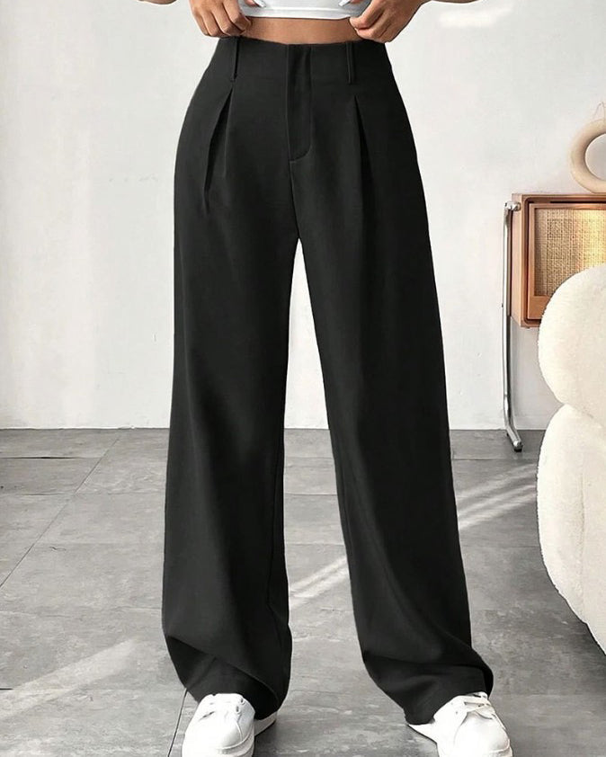 Slim Wide-Leg Suit Pants