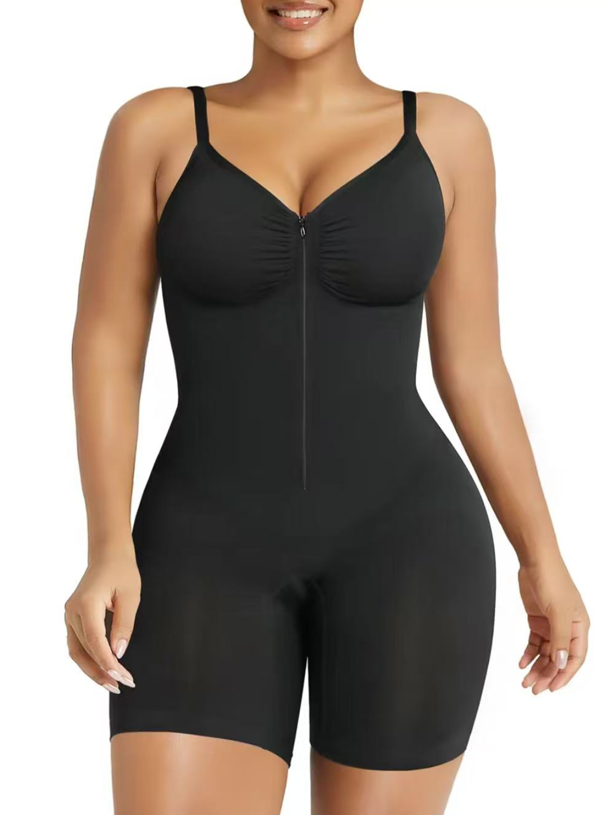 High Elastic Zipper Adjustable Straps Breathable Mesh Design Tummy Control Body Shaper