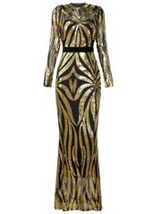 Geometric Sequin Cutout Cocktail Dress