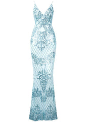 Mermaid Spaghetti Sequin Evening Dress
