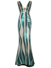 Plunge Mermaid Evening Dress