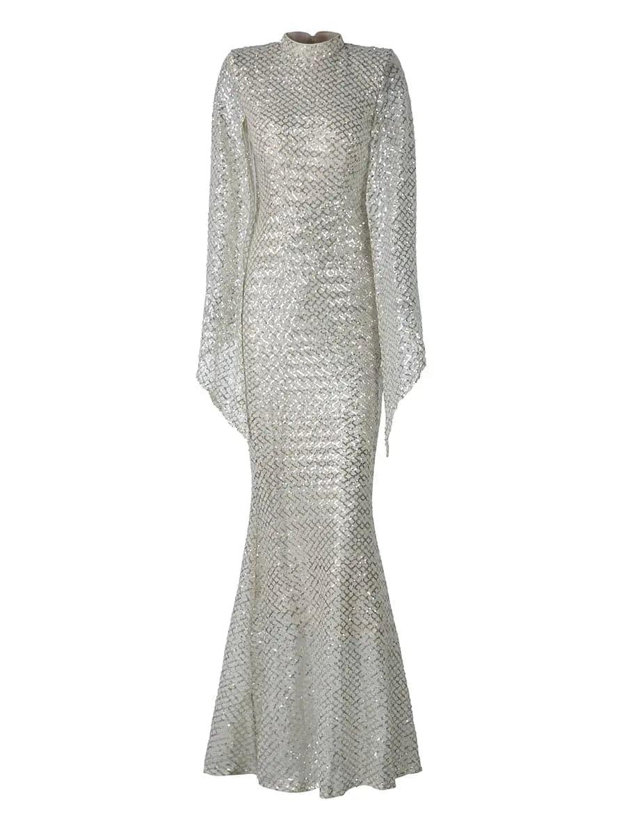Glitter Bell Sleeve Mermaid Dress