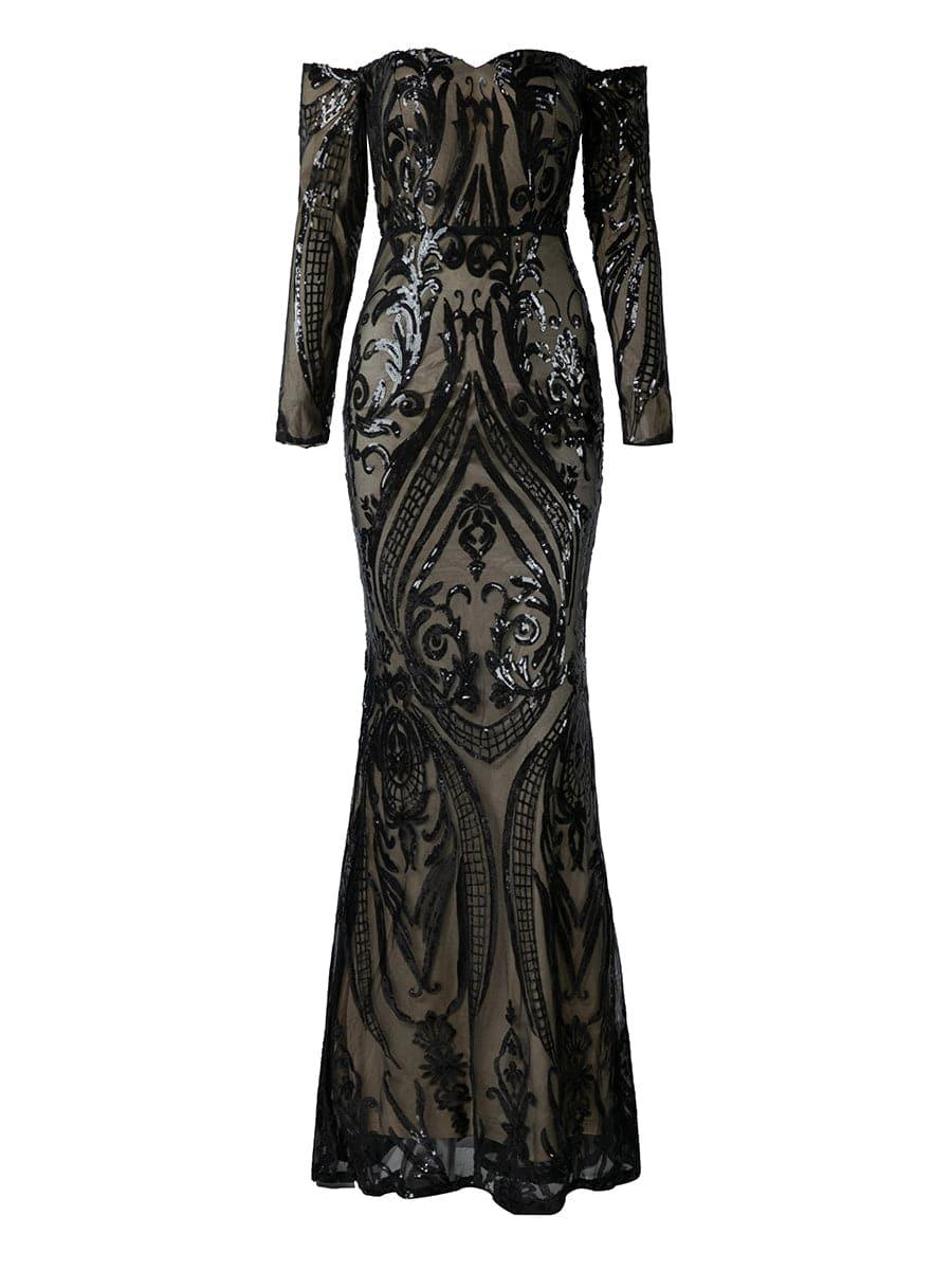 Off Shoulder Sequin Prom Dress