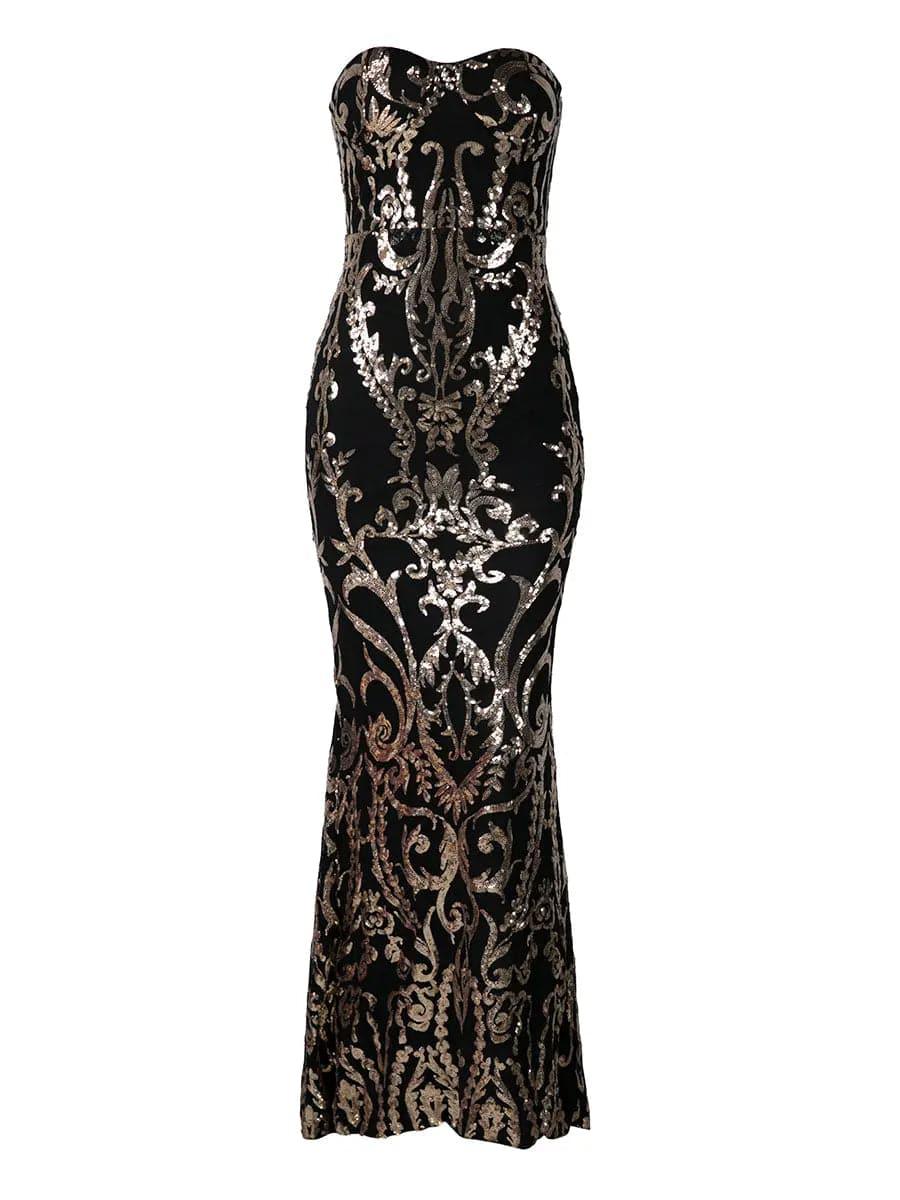 Strapless Maxi Sequin Dress