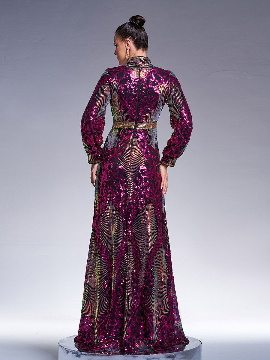 Cutout Sequin Maxi Dress