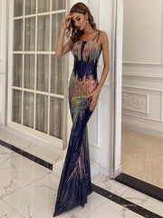 Sheath Sequin Gradient Spaghetti Formal Dress