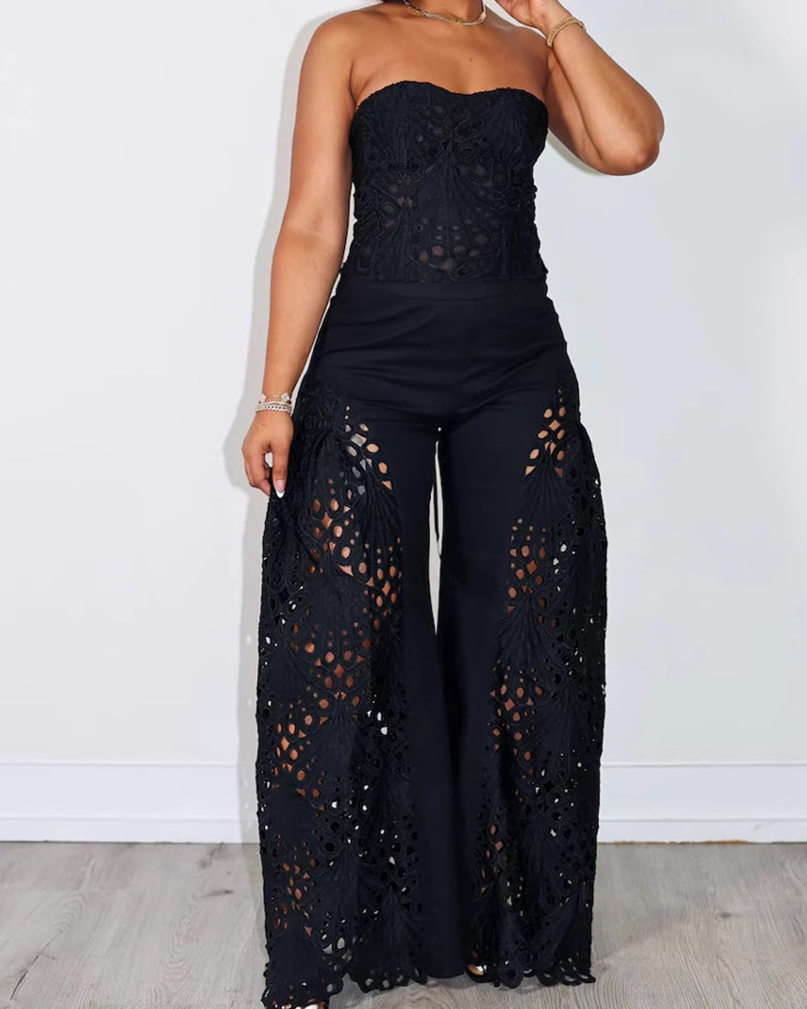 Lace Tube Top Trousers Suit