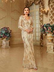 V-neck Backless Formal Dress