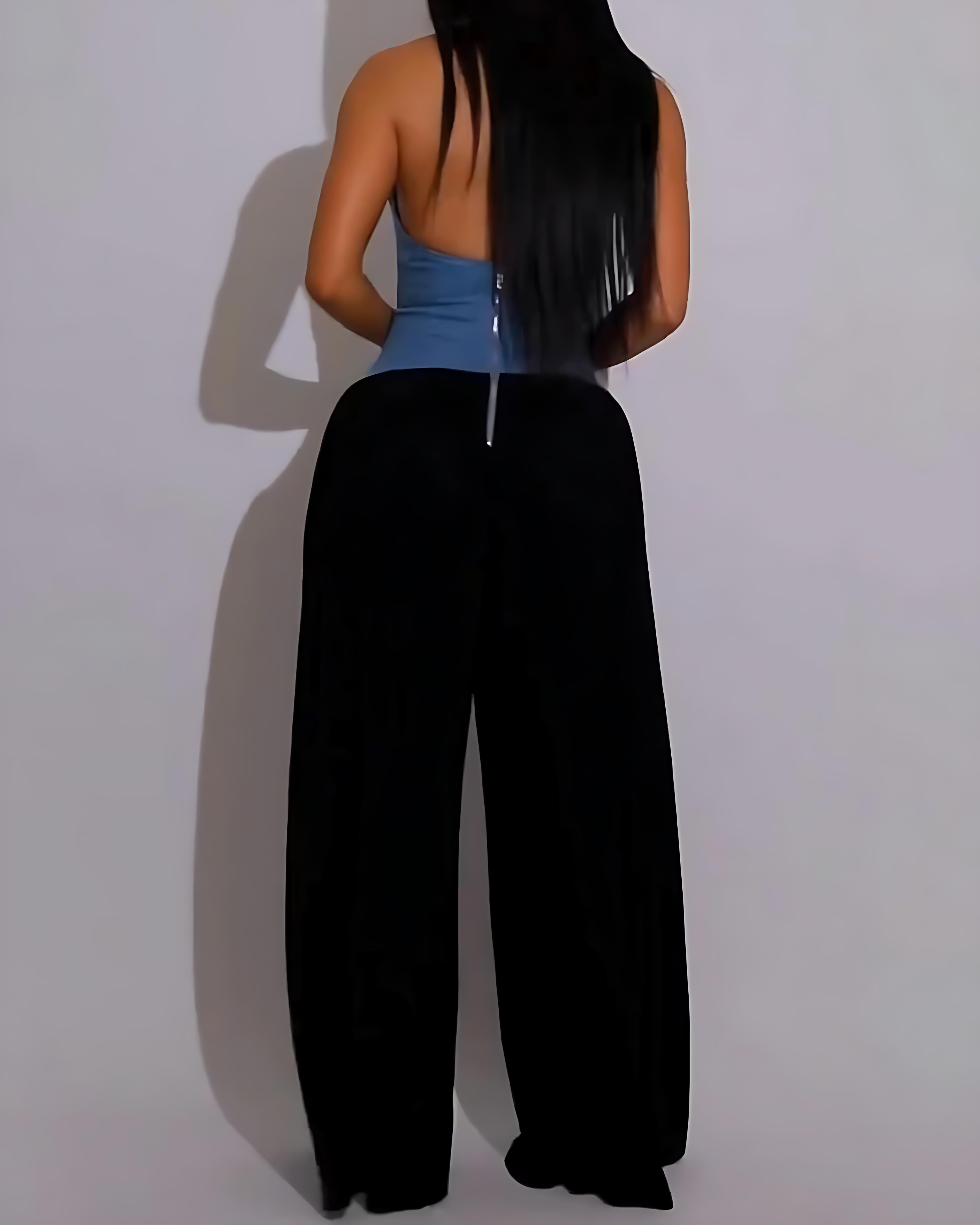 Halter Neck Waist Wide Leg Jumpsuit