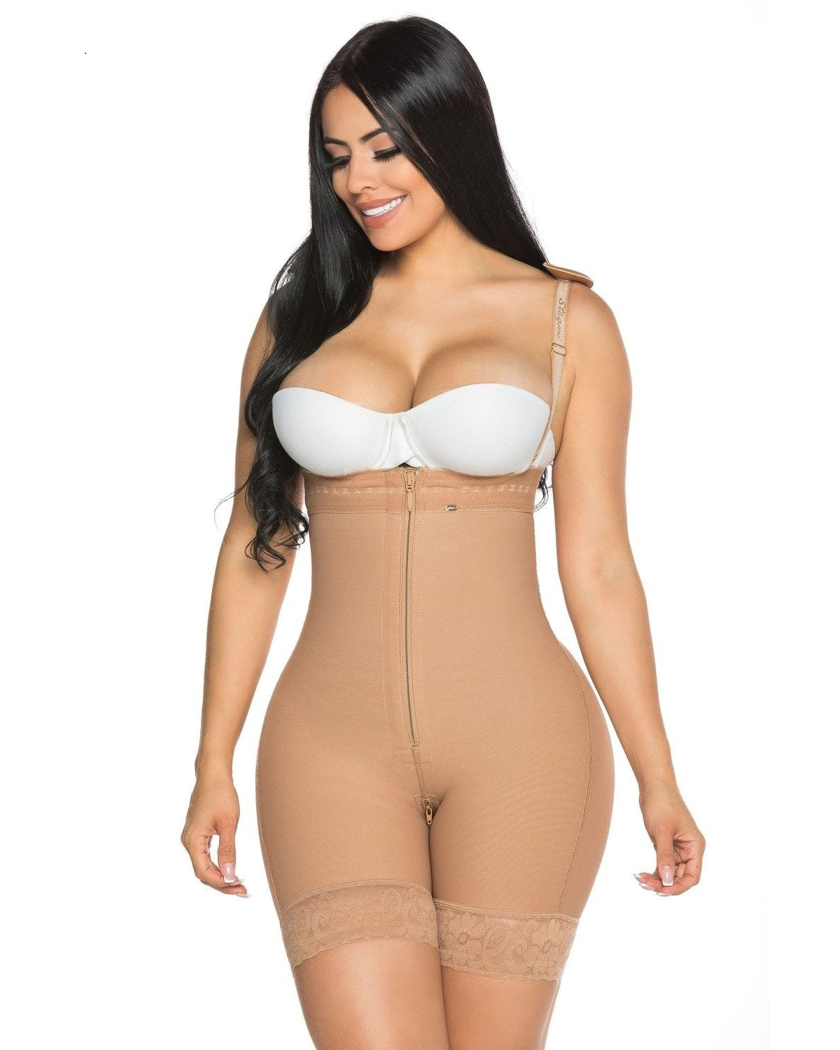 High Waisted Slimming Tummy Control Butt Lifting Zip-up Shaping Shorts