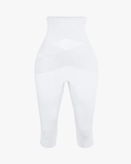 High Waist Lace Trim Sheer Mesh Shaper Pants