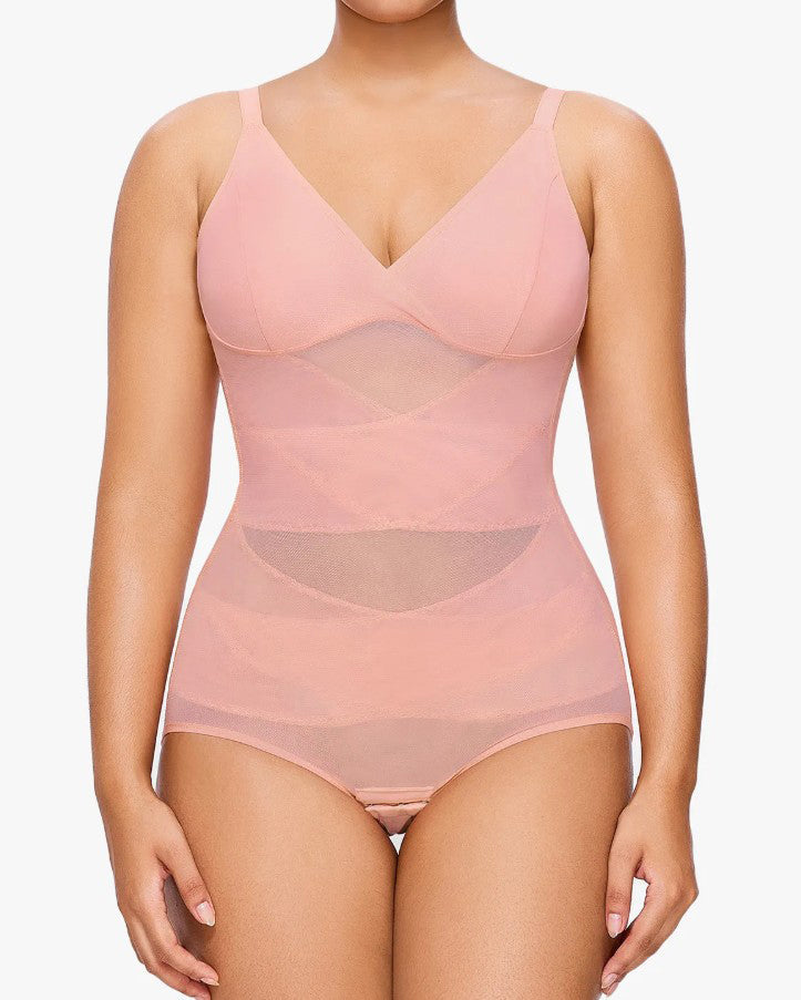 Sheer Mesh Slimming Thong Bodysuit