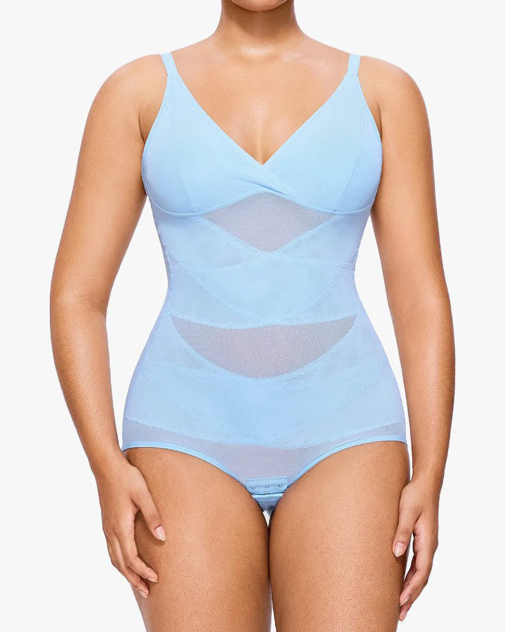 Sheer Mesh Slimming Thong Bodysuit