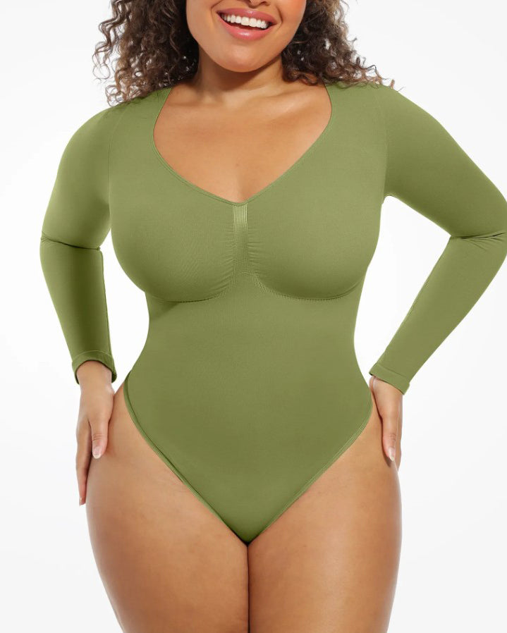 Tummy Shaping V Neck Slimming Thong Bodysuit