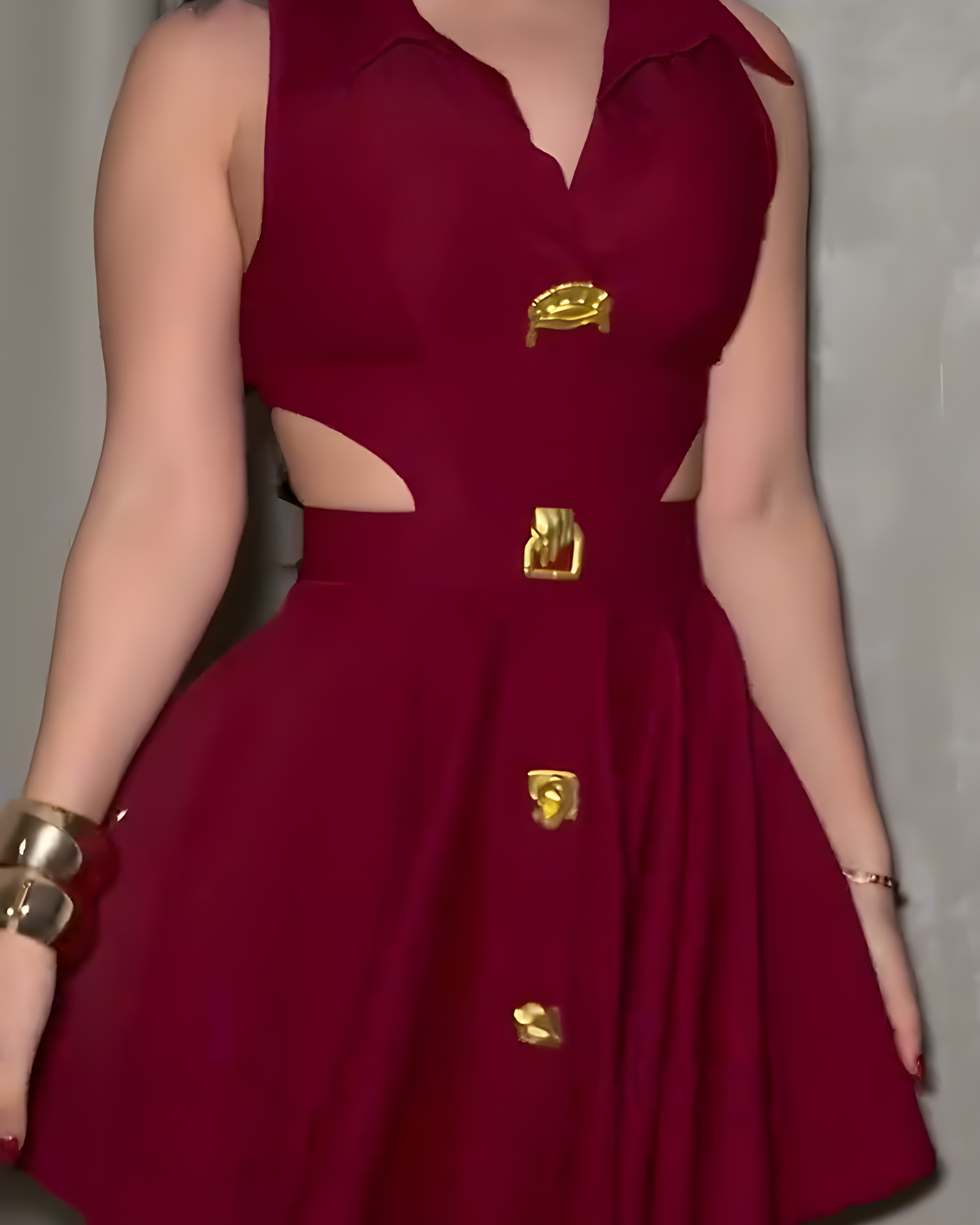Lapel Slimming Cutout Dress
