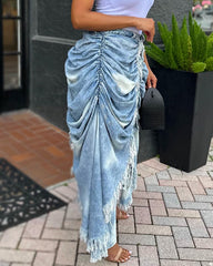 Fringe Frayed Straight Leg Jeans