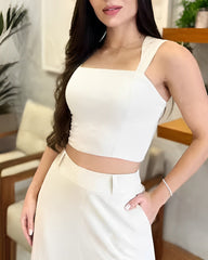 Sleeveless Slit Skirt 2-Piece Set