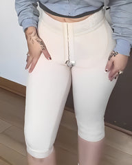 Lace-Trimmed Hip-Lifting Mid-Length Shaping Pants