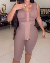 Open Chest Sleeveless Mid Length Body Shaper