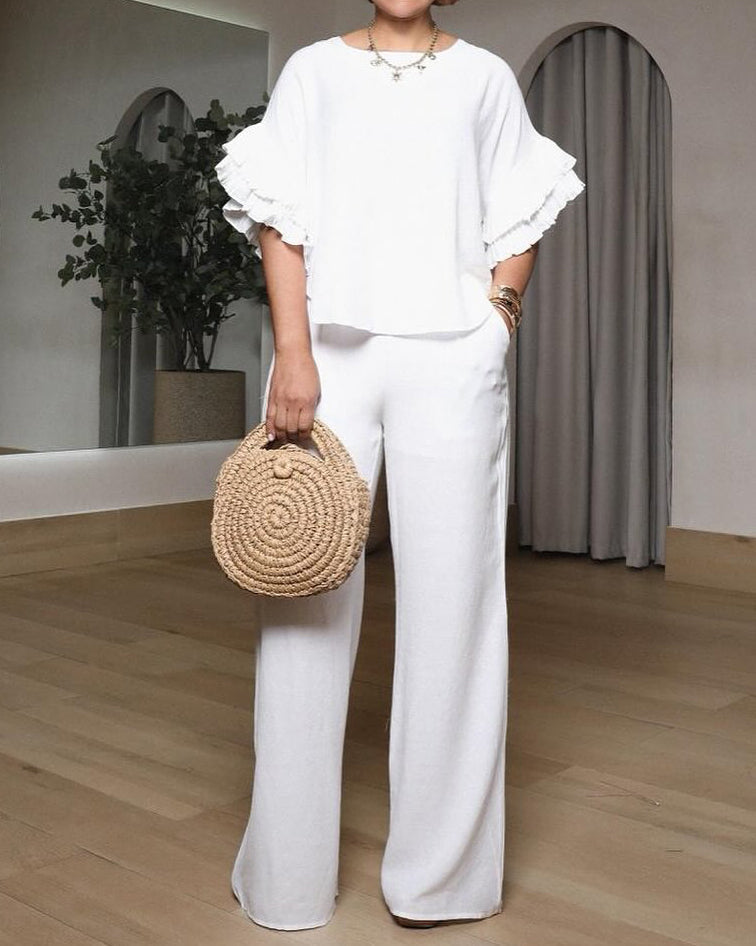 Ruffled Loose Casual 2-Piece Set