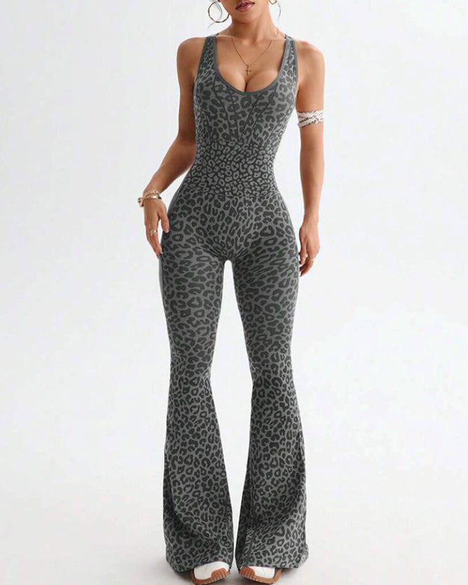 Backless Slimming Bodycon Flare Jumpsuit