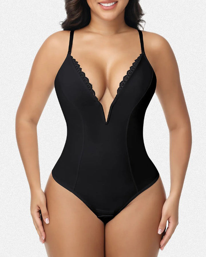 Deep V Plunge Tummy Control Slimming Bodysuit