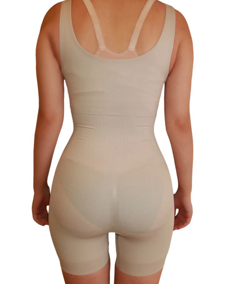 Open Chest Front Zip Seamless Shapewear