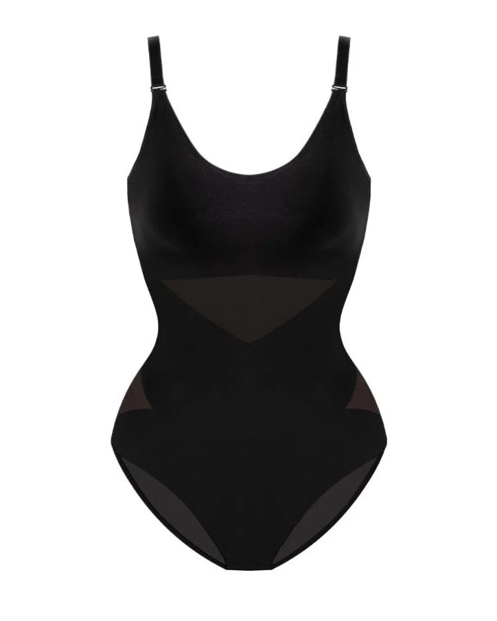 Cross Mesh Tummy Control Shapewear Bodysuit