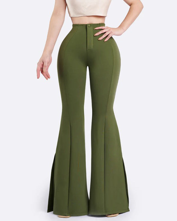 High Waist Side Slit Hip Lift Flared Yoga Pants